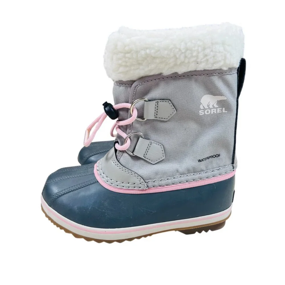 Sorel YOOT PAC Waterproof Nylon 13 Girls Pink Snow Boots Insulated Lace Up Outdo